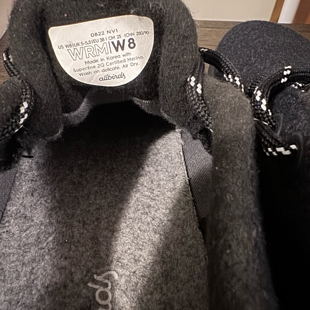 Allbirds Wool Runner Mizzles WRM Black Gray Wool Running Sneakers Womens 8 - Picture 4 of 5